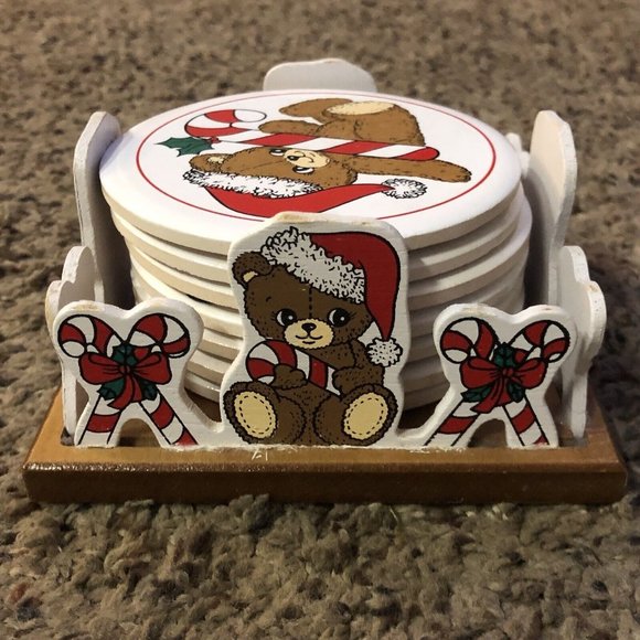 Vintage 1988 House of Lloyd Christmas Coaster Set of 7 - Picture 4 of 16